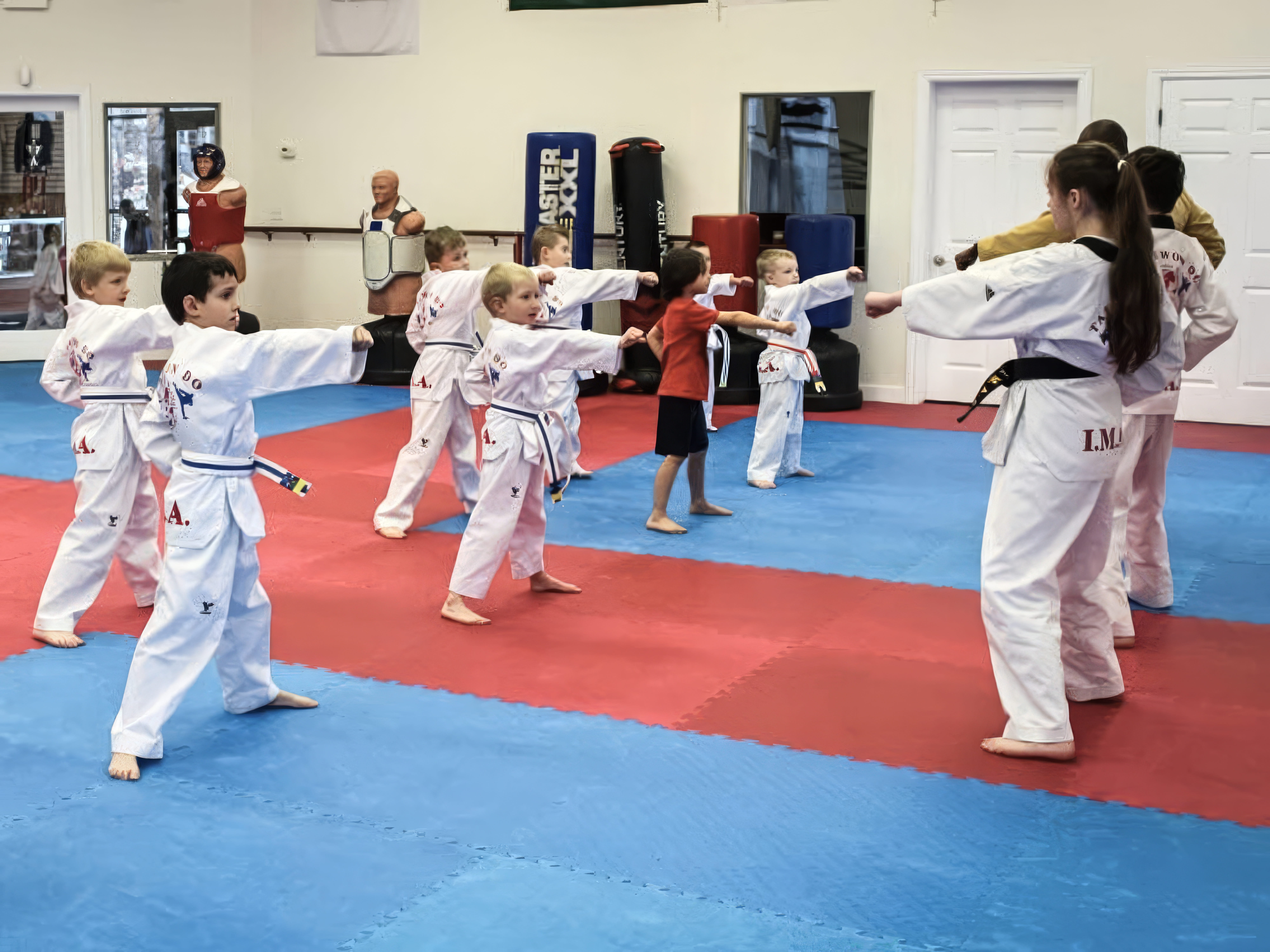 Students training in class